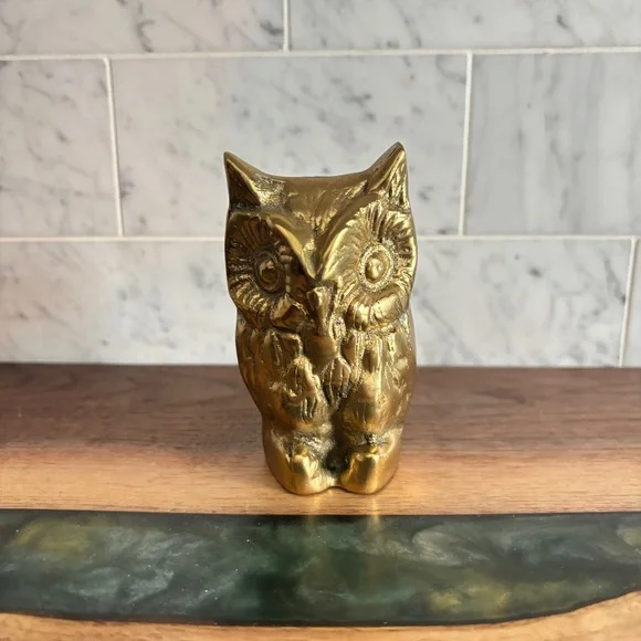 Vintage 4” Brass Owl Figurine - Picture 3 of 8